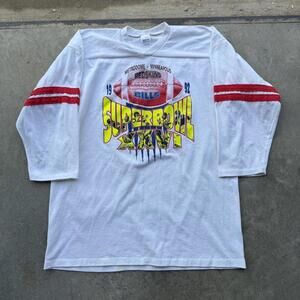 Vintage 1992 Buffalo Bills vs Washington Commanders SB 3/4 sleeve shirt sz lrg